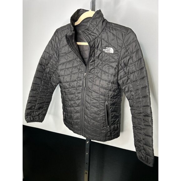 The North Face Boys Puffer Jacket Size M Black Quilt Zip Pockets Insulated Warm - Picture 2 of 6